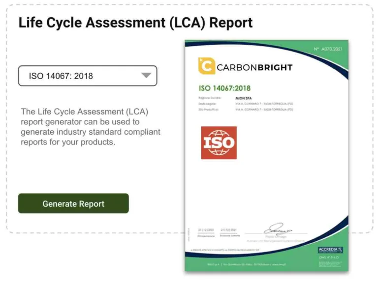 Life cycle assessment report ISO 14067 : 2014